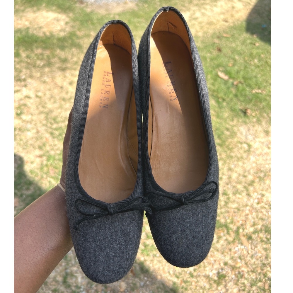 Lauren Ralph Lauren Gray Wool Ballet Flats
